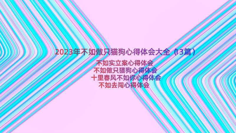 2023年不如做只猫狗心得体会大全（13篇）