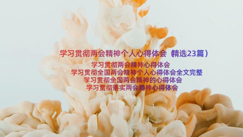 学习贯彻两会精神个人心得体会（精选23篇）