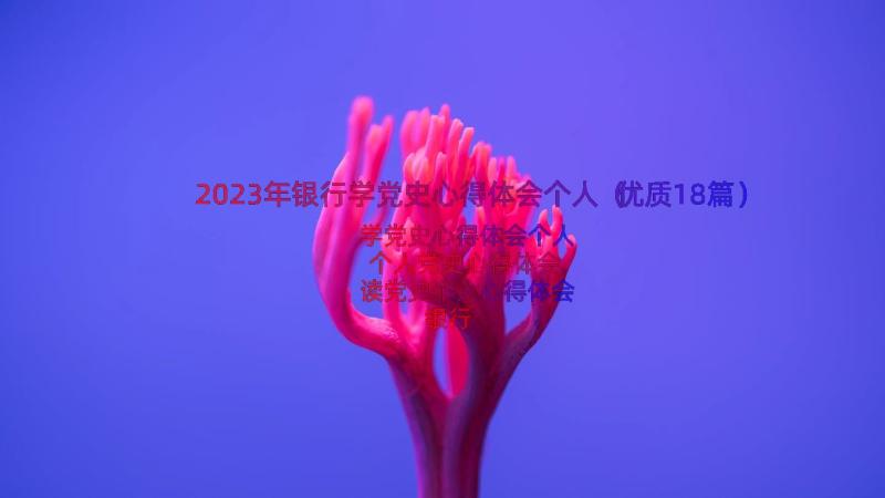 2023年银行学党史心得体会个人（优质18篇）