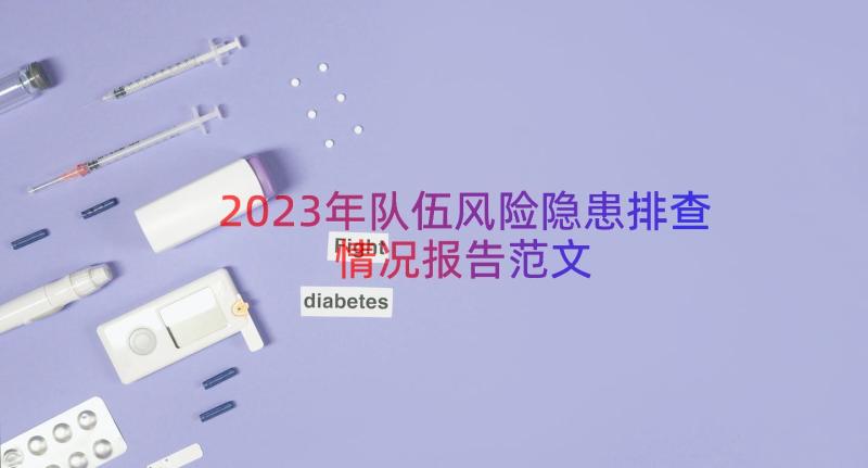 2023年队伍风险隐患排查情况报告范文（13篇）