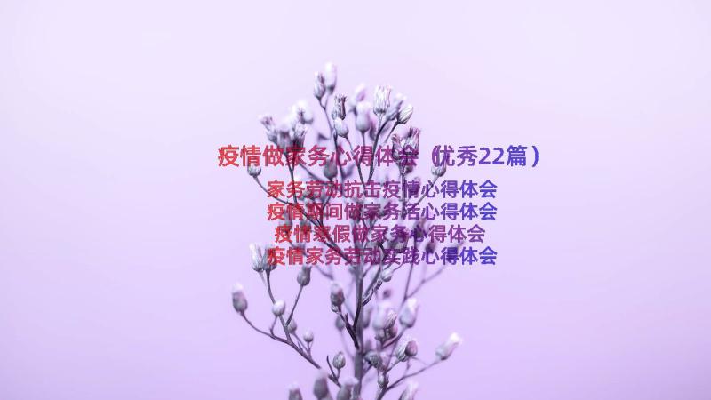 疫情做家务心得体会（优秀22篇）