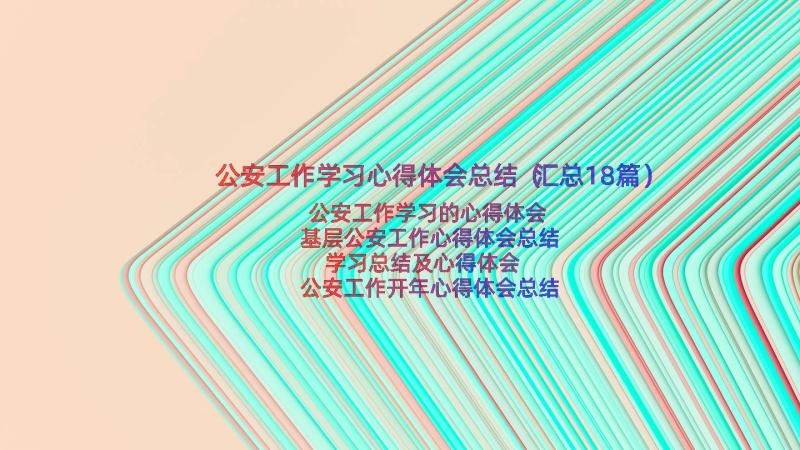 公安工作学习心得体会总结（汇总18篇）