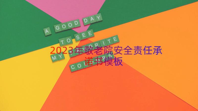 2023年敬老院安全责任承诺书（模板17篇）