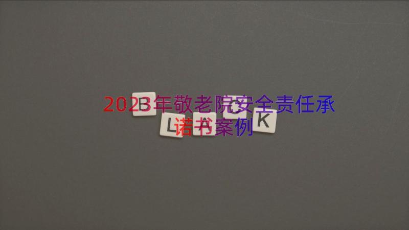 2023年敬老院安全责任承诺书（案例18篇）