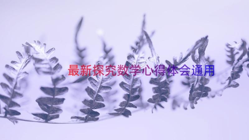 最新探究数学心得体会（通用15篇）