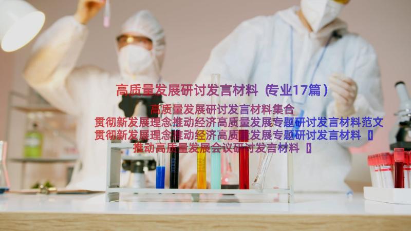 高质量发展研讨发言材料（专业17篇）