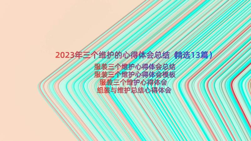 2023年三个维护的心得体会总结（精选13篇）