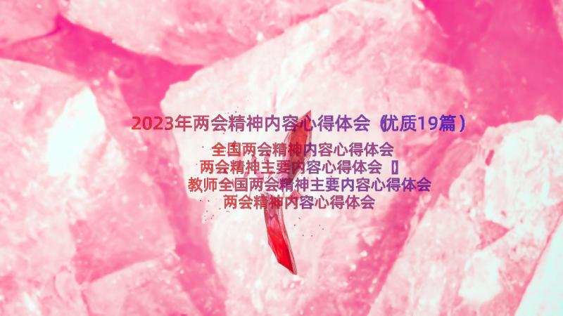 2023年两会精神内容心得体会（优质19篇）