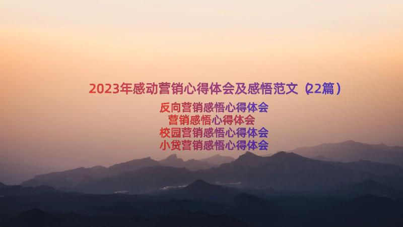 2023年感动营销心得体会及感悟范文（22篇）