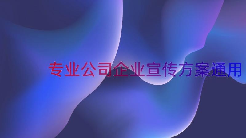 专业公司企业宣传方案（通用16篇）