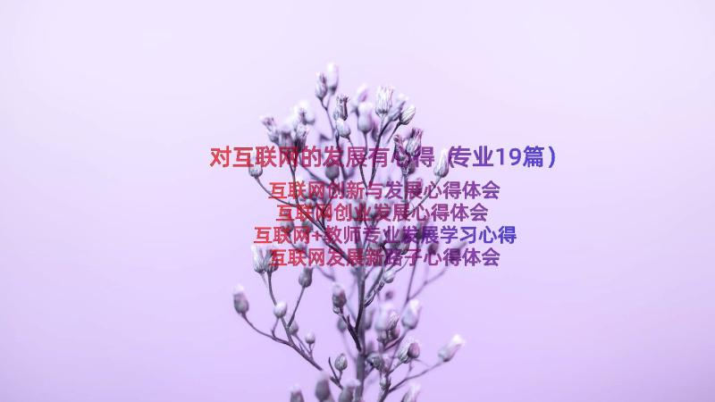 对互联网的发展有心得（专业19篇）