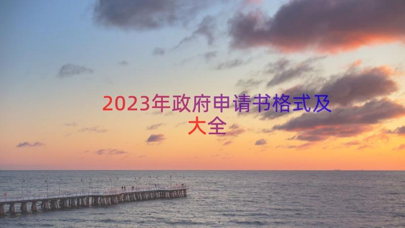 2023年政府申请书格式及大全（14篇）