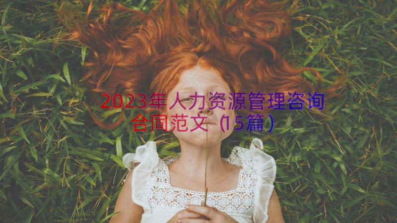 2023年人力资源管理咨询合同范文（15篇）