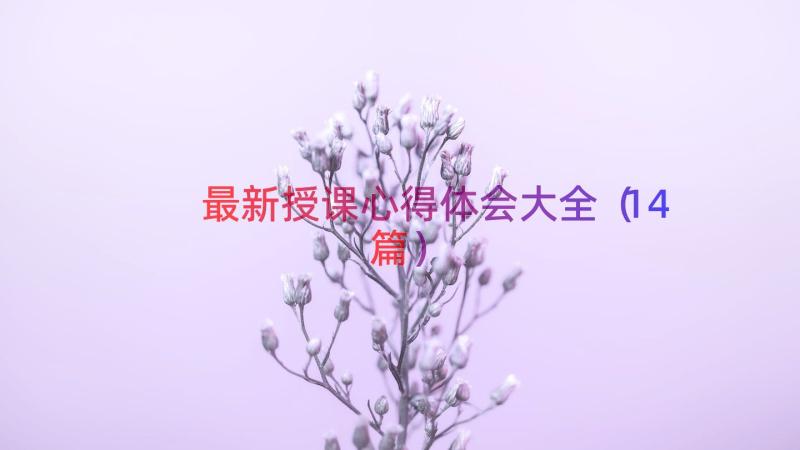 最新授课心得体会大全（14篇）