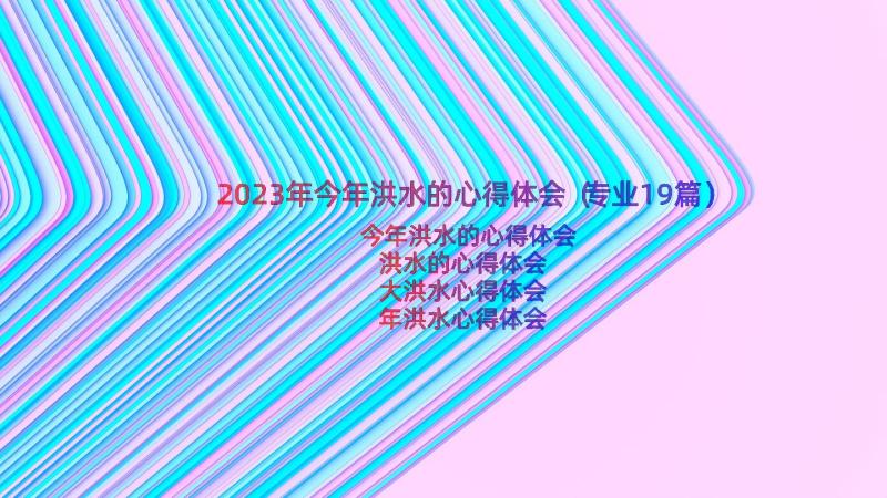 2023年今年洪水的心得体会（专业19篇）