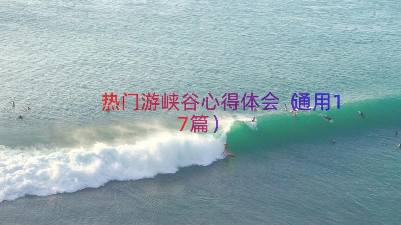 热门游峡谷心得体会（通用17篇）