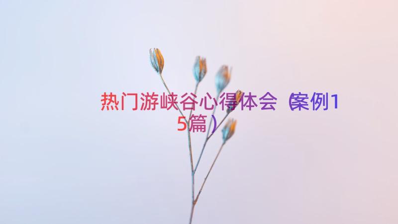 热门游峡谷心得体会（案例15篇）