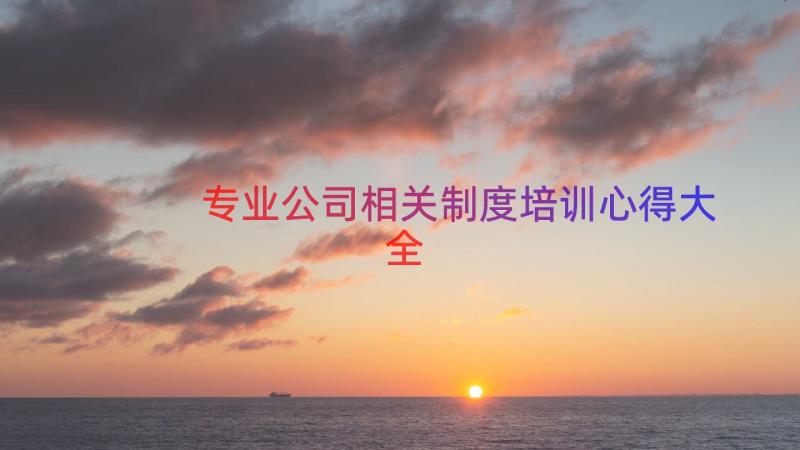 专业公司相关制度培训心得大全（23篇）