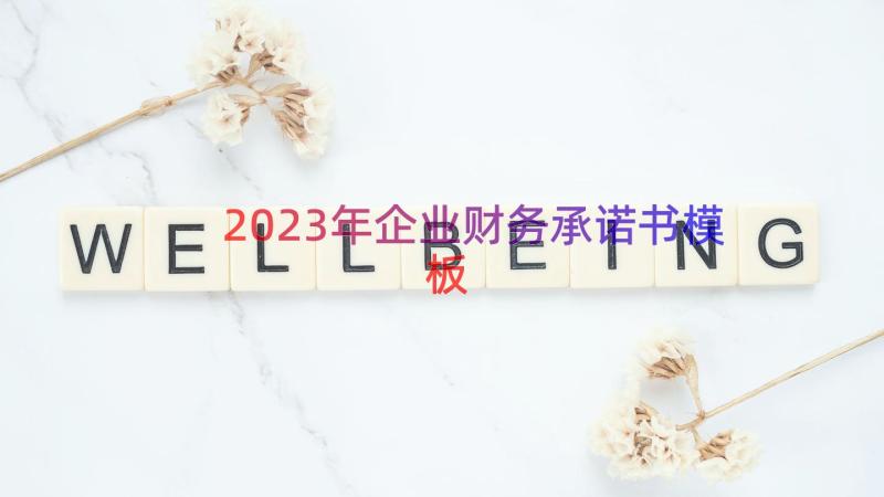 2023年企业财务承诺书（模板18篇）