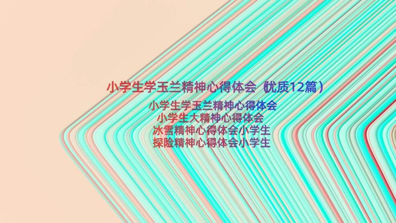 小学生学玉兰精神心得体会（优质12篇）