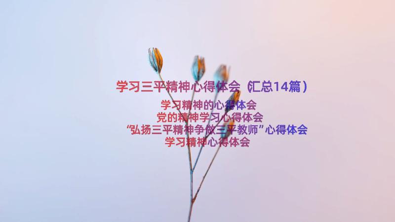 学习三平精神心得体会（汇总14篇）