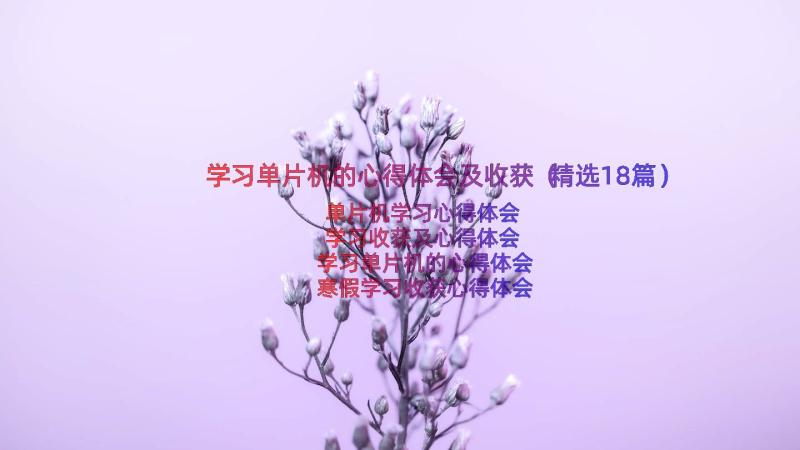 学习单片机的心得体会及收获（精选18篇）