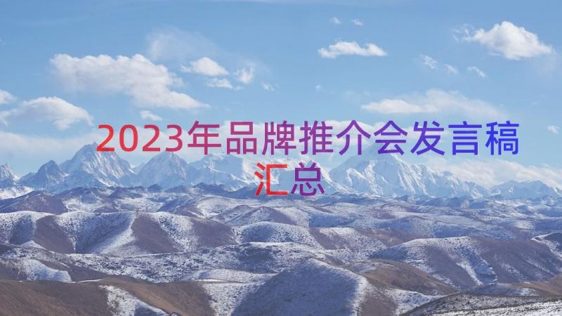 2023年品牌推介会发言稿（汇总13篇）