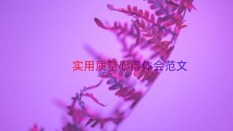 实用质量心得体会范文（15篇）