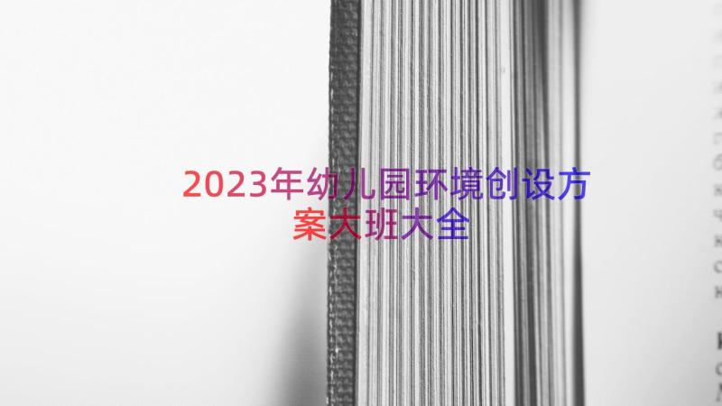 2023年幼儿园环境创设方案大班大全（15篇）