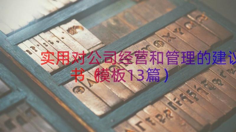 实用对公司经营和管理的建议书（模板13篇）