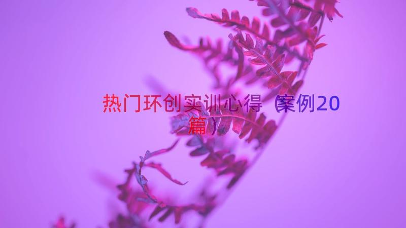 热门环创实训心得（案例20篇）