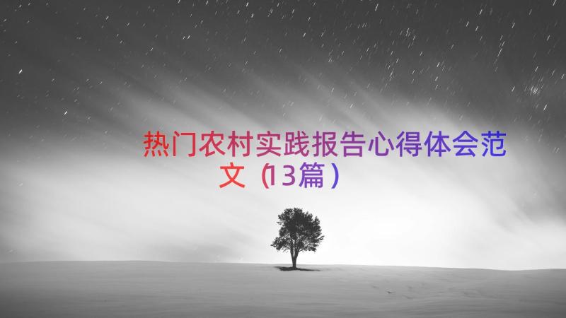 热门农村实践报告心得体会范文（13篇）