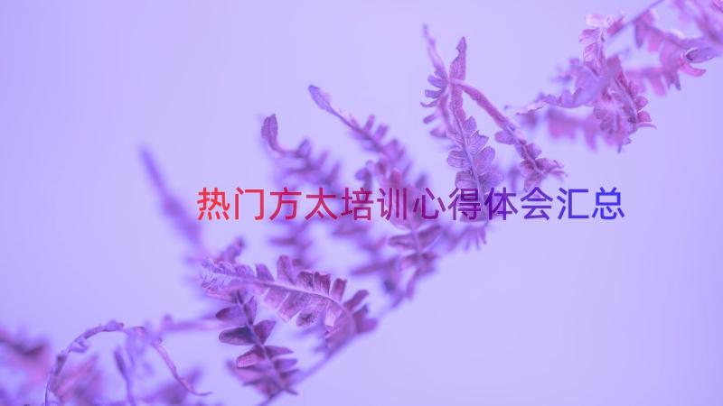 热门方太培训心得体会（汇总14篇）