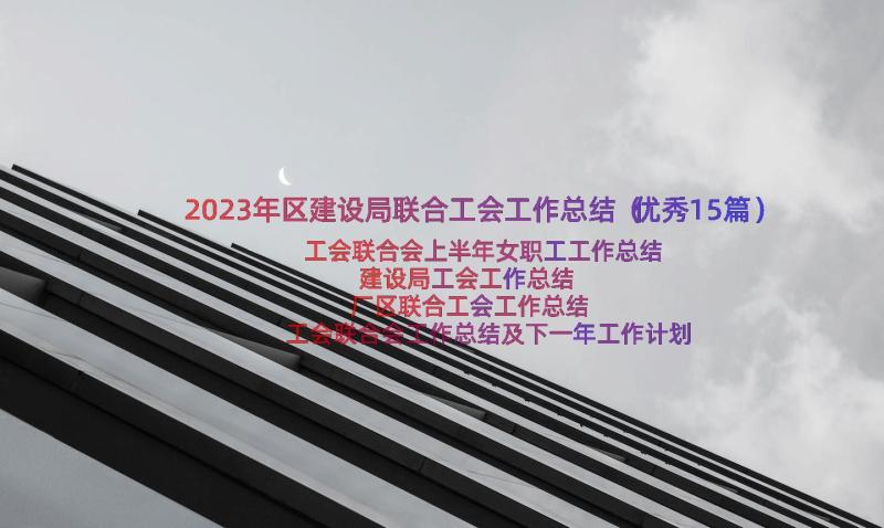 2023年区建设局联合工会工作总结（优秀15篇）