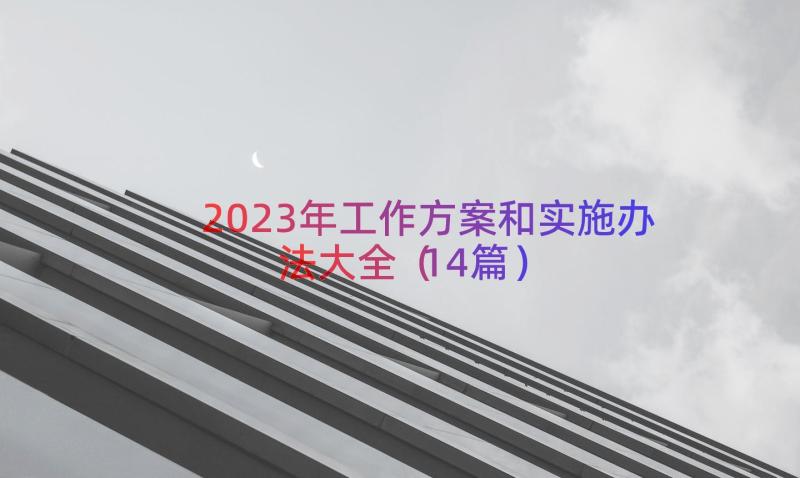 2023年工作方案和实施办法大全（14篇）