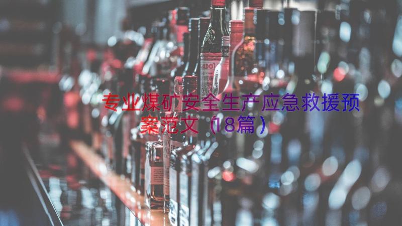 专业煤矿安全生产应急救援预案范文（18篇）