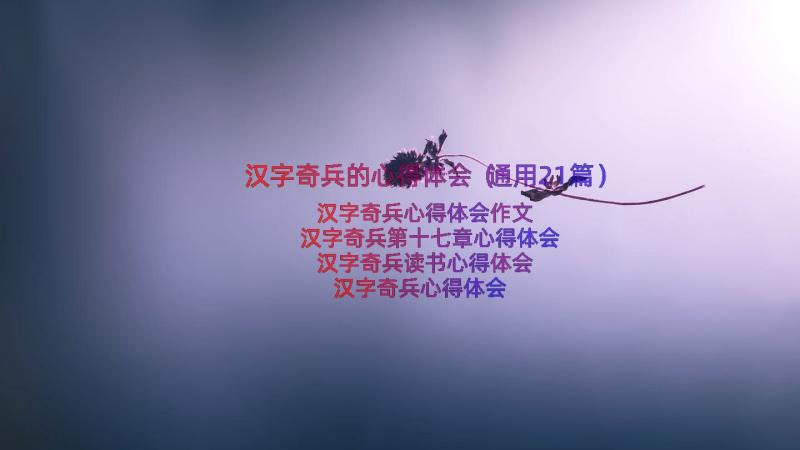 汉字奇兵的心得体会（通用21篇）