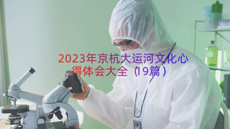 2023年京杭大运河文化心得体会大全（19篇）