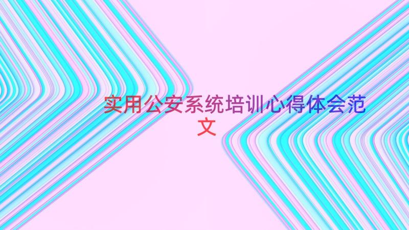 实用公安系统培训心得体会范文（20篇）