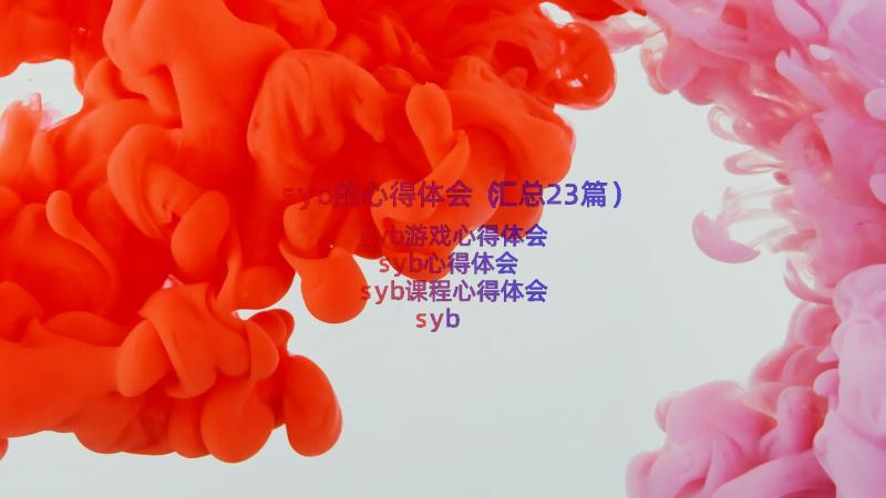 syb的心得体会（汇总23篇）