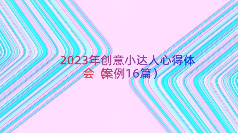 2023年创意小达人心得体会（案例16篇）