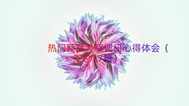 热门西藏考察调研心得体会（汇总17篇）