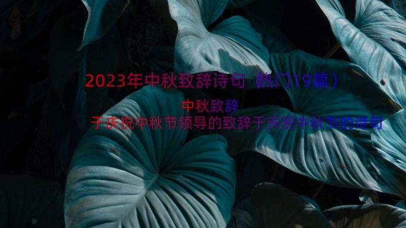 2023年中秋致辞诗句（热门19篇）