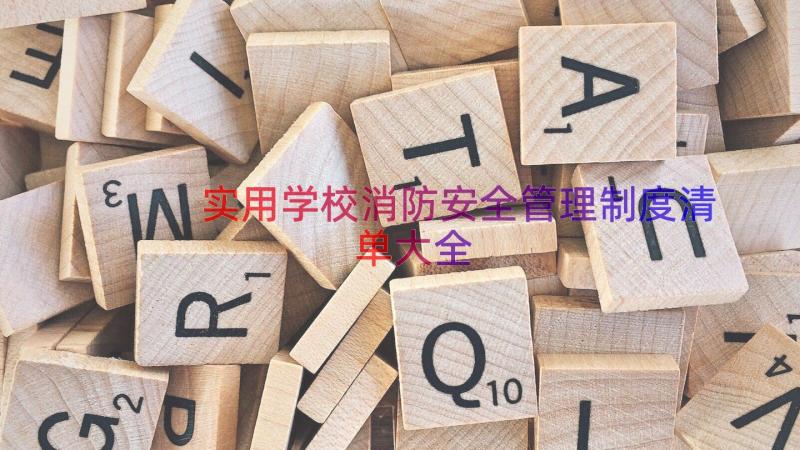 实用学校消防安全管理制度清单大全（16篇）