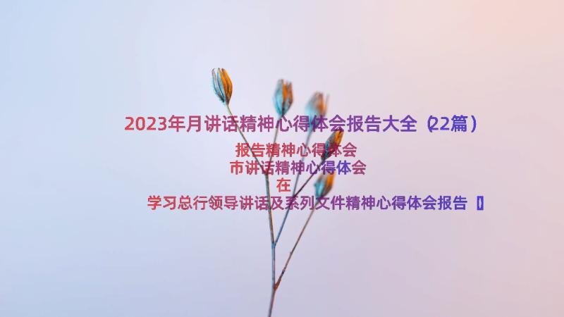2023年月讲话精神心得体会报告大全（22篇）