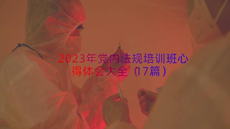 2023年党内法规培训班心得体会大全（17篇）