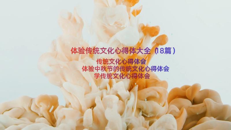 体验传统文化心得体大全（18篇）