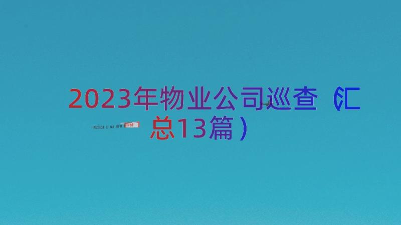 2023年物业公司巡查（汇总13篇）