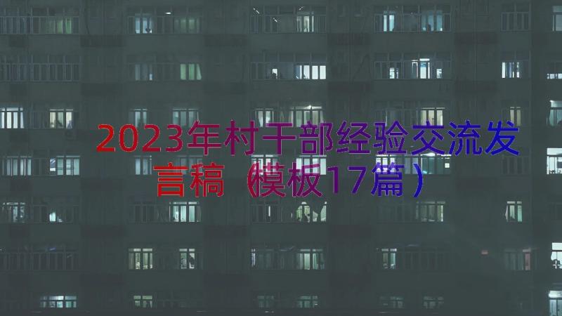 2023年村干部经验交流发言稿（模板17篇）