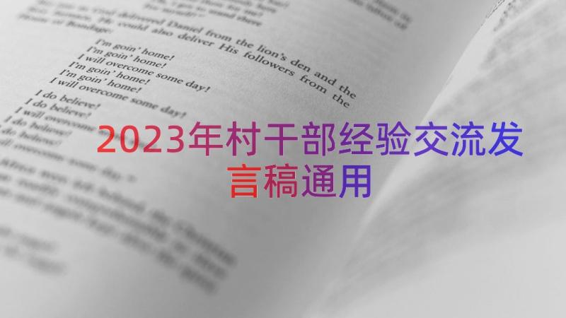 2023年村干部经验交流发言稿（通用15篇）